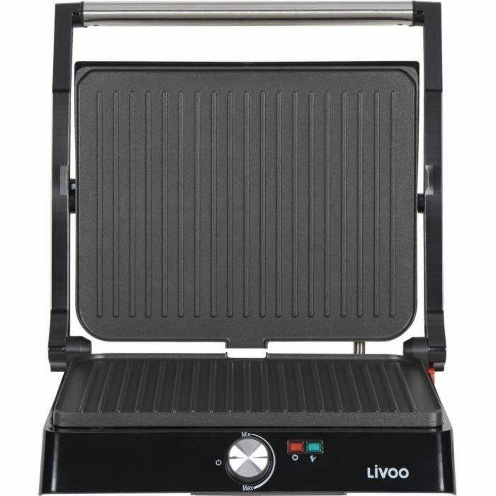 Livoo Parrilla para Carnes y Paninis DOC223 2200W 2 Placas Antiadherente Superficie 29x23 cm Luces Indicadoras