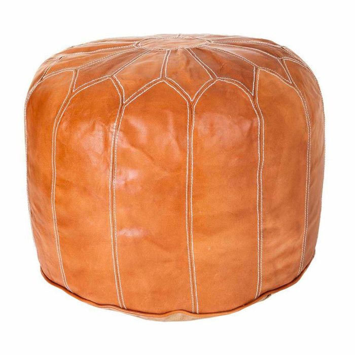 Puff Alexandra House Living Marrón claro Cuero 48 x 35 x 48 cm