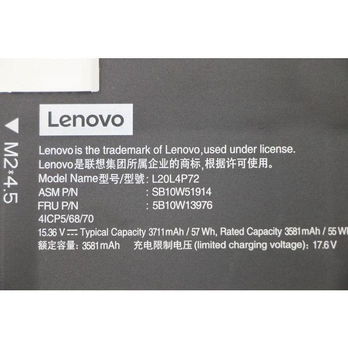 Lenovo Internal lithium-ion battery, 4-cell design, 57Wh capacity, 15.36V output, compatible with select Lenovo laptops. 3 Lenovo Internal lithium-ion battery, 4-cell design, 57Wh capacity, 15.36V output, compatible with select Lenovo laptops. 3