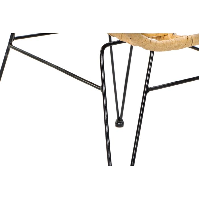 DKD Home Decor Silla Terraza Y Jardin Marron Claro Negro Ratan Sintetico Hierro Galvanizado 62 x 81 x 57 cm (2 Unidades)
