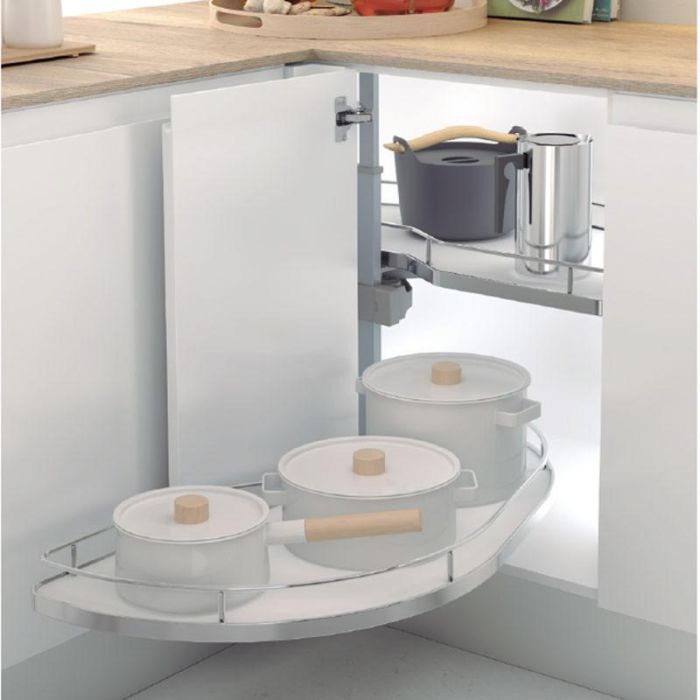 Bandeja Deslizante Modelo Dolphin-I Acabado Cromo/Blanco Mano Izquierda Puerta 400 Menage Confort 1