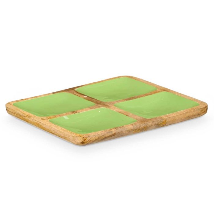 Bandeja Cuadrada 4 Espacios Madera Mango Verde Giftdecor 31x3x3 cm (6 Unidades) 1 Bandeja Cuadrada 4 Espacios Madera Mango Verde Giftdecor 31x3x3 cm (6 Unidades) 1
