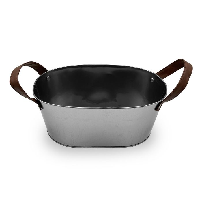 My Bar Cubo Metal Rectangular con Asas de Piel Gris 28 cm (12 Unidades)