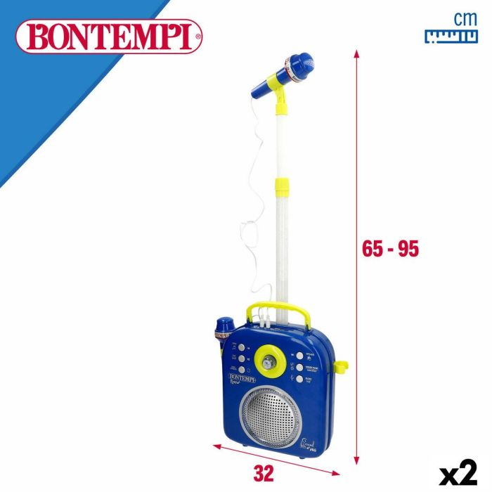 Altavoz con Micrófono Karaoke Bontempi 2 Unidades 15 Altavoz con Micrófono Karaoke Bontempi 2 Unidades 15