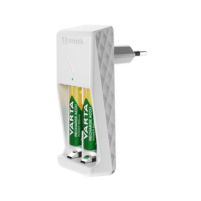 Varta 57656101451 Cargador Pilas 2 AA/AAA Mini con 2xAA 2100 mAh (56706) 2