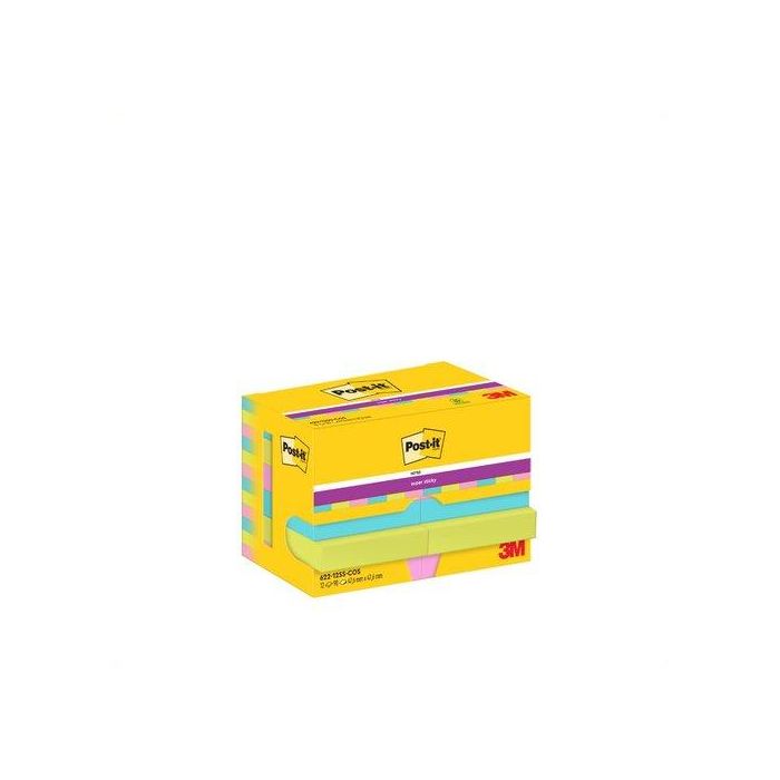 Taco Notas Post-It 622 Super Sticky 47,6X47,6 Colores Cosmic Pack De 12