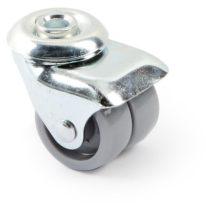Q&Q Rueda Giratoria Aro Doble de Plástico Ø40mm Zincado para Muebles con Taladro Pasante Diámetro 10mm