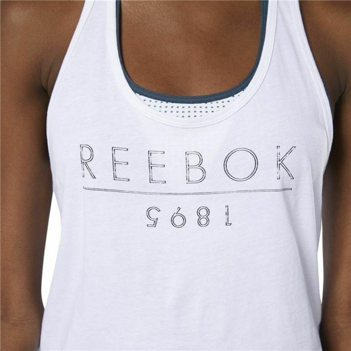Camiseta para Mujer sin Mangas Reebok 1895 Race Blanco 3 Camiseta para Mujer sin Mangas Reebok 1895 Race Blanco 3