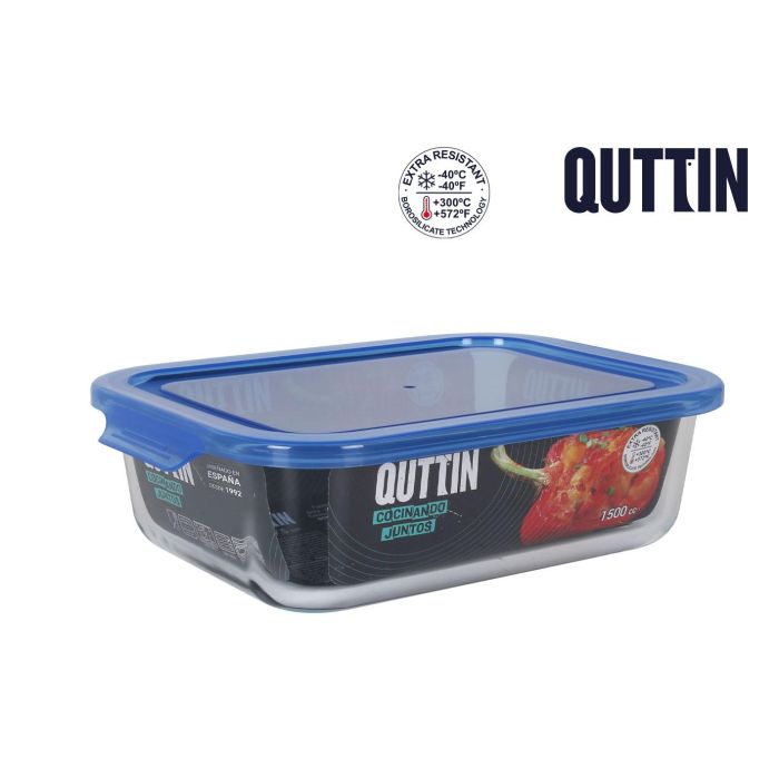 Quttin Fiambrera Rectangular con Tapa Azul 23 x 17.5 cm (6 Unidades)