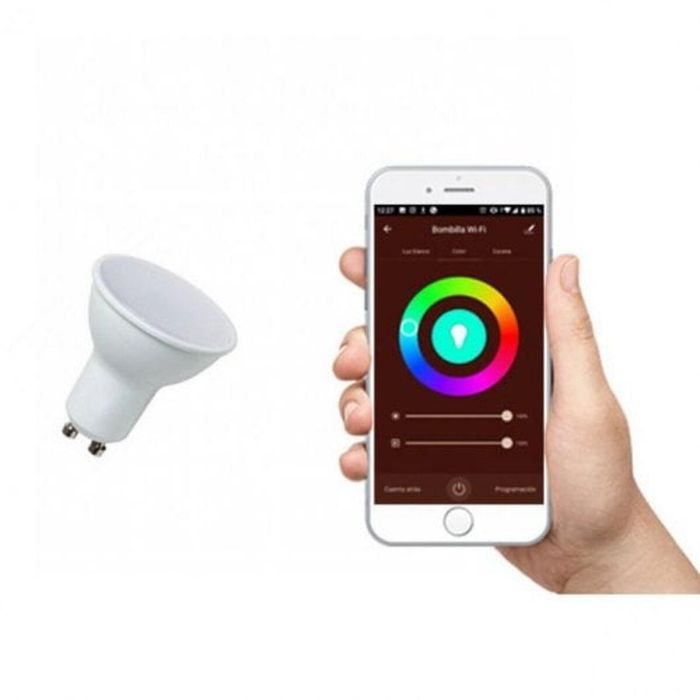 Muvit Bombilla Inteligente GU10 5.5W RGB, Blanco Cálido y Frío, Controlable por App y Asistentes de Voz 1