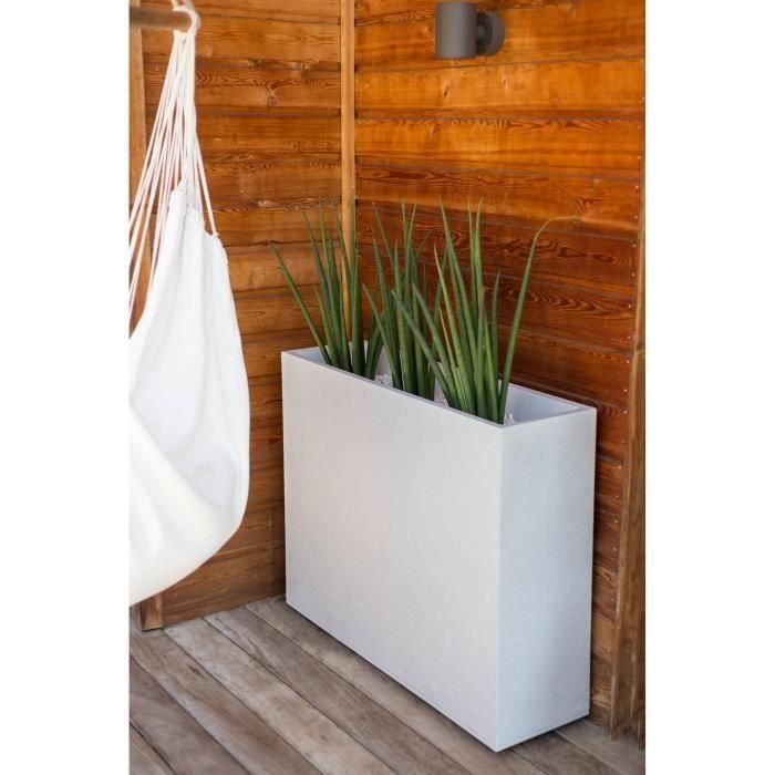 EDA PLASTIQUE Jardinera Muret Loft Graphit 78.5x29.5x60 cm - 46 L - Doble Pared - Retención Agua - Anti-UV - Blanco Encalado 2 EDA PLASTIQUE Jardinera Muret Loft Graphit 78.5x29.5x60 cm - 46 L - Doble Pared - Retención Agua - Anti-UV - Blanco Encalado 2