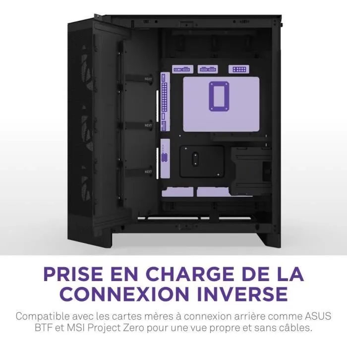 Nzxt AAAUF41860 Caja de Torre Media H9 Flow RGB, Doble Cámara, Ventiladores RGB Incluidos, Negro 3