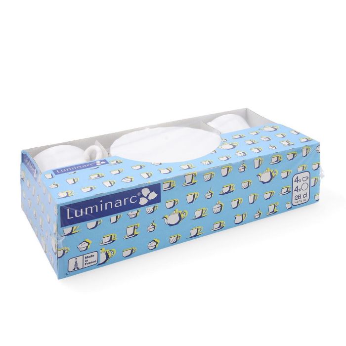 Luminarc Trianon Set 4 Tazas con Plato Vidrio Opal 28 cL 1 Luminarc Trianon Set 4 Tazas con Plato Vidrio Opal 28 cL 1