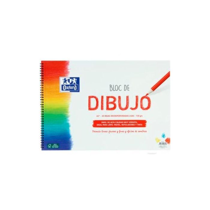 Oxford Bloc Dibujo Escolar T- Blanda Espiral 20H 130 gr A3+ Liso Blanco Oxford Bloc Dibujo Escolar T- Blanda Espiral 20H 130 gr A3+ Liso Blanco