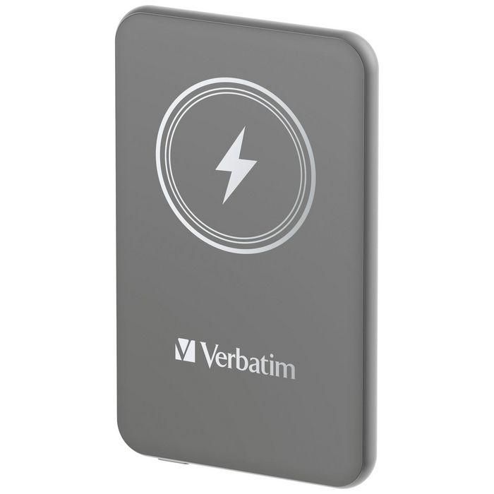 Verbatim Charge 'n' Go Power Bank Magnético Inalámbrico 5000mAh, Carga Rápida 15W / PD20W con USB-C y Diseño Delgado Gris