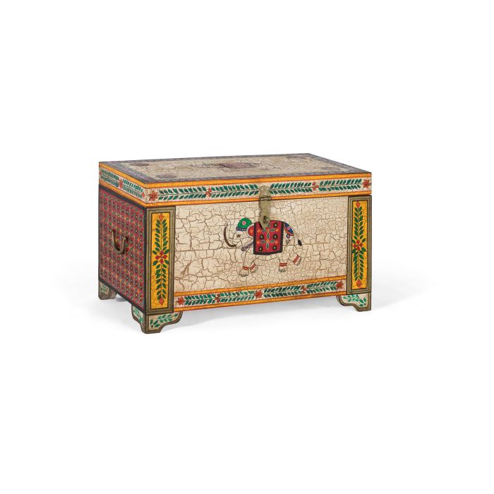 Giner y Colomer Baúl de Madera de Mango Pintado a Mano Multicolor 80x43x46 cm