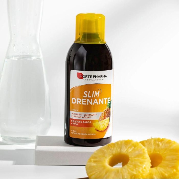 Forté Pharma SLIM DRENANTE Dúo 2 x 500ml Sabor Piña - Complemento Alimenticio Natural para Control de Peso, Drenaje y Eliminación de Líquidos con Té Verde 1