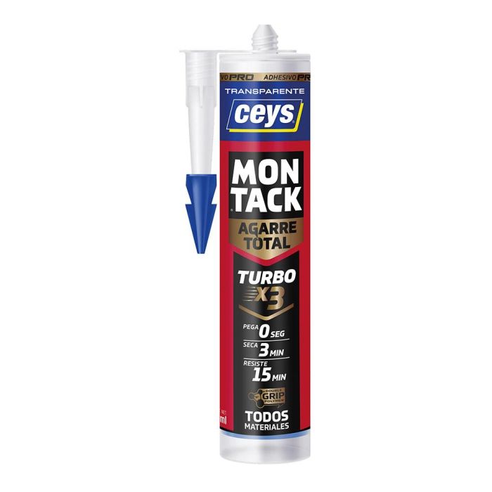 Ceys Adhesivo de Montaje Montack Turbo Pro Transparente 290 ml Agarre Total