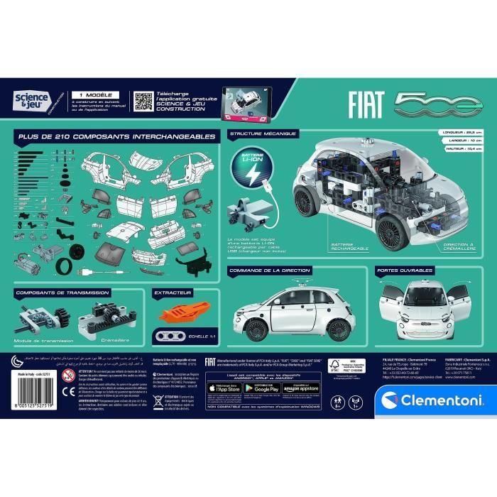 Clementoni - Set de construcción eléctrico Fiat 500 - Aplicación disponible - Made in Italy 2 Clementoni - Set de construcción eléctrico Fiat 500 - Aplicación disponible - Made in Italy 2