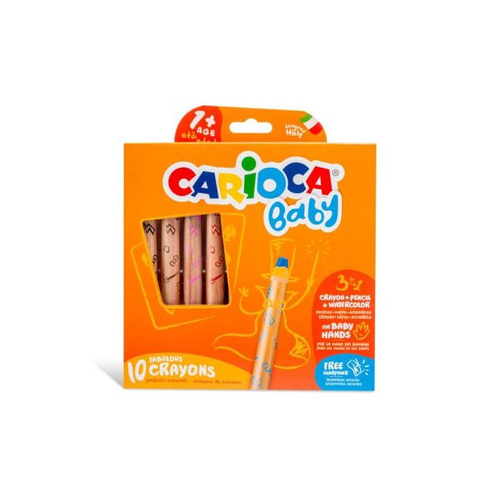 Caja 10 Lápices 3 En 1 + Sacapuntas Carioca Baby 42818