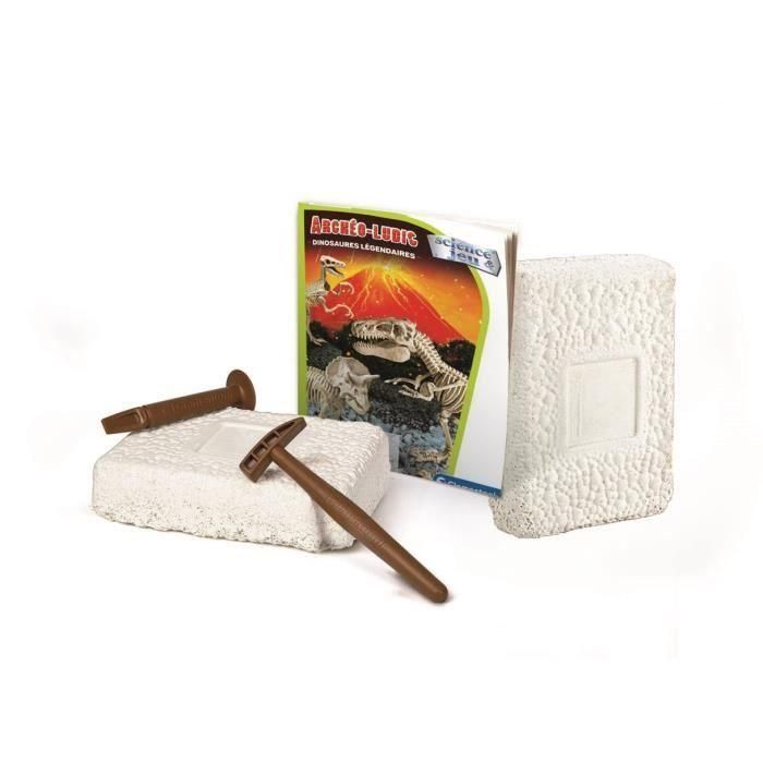 Clementoni Archéo Ludic Dinosaurios Legendarios - Juego de Paleontología con T-Rex, Velociraptor, Triceratops, martillo y cincel 3
