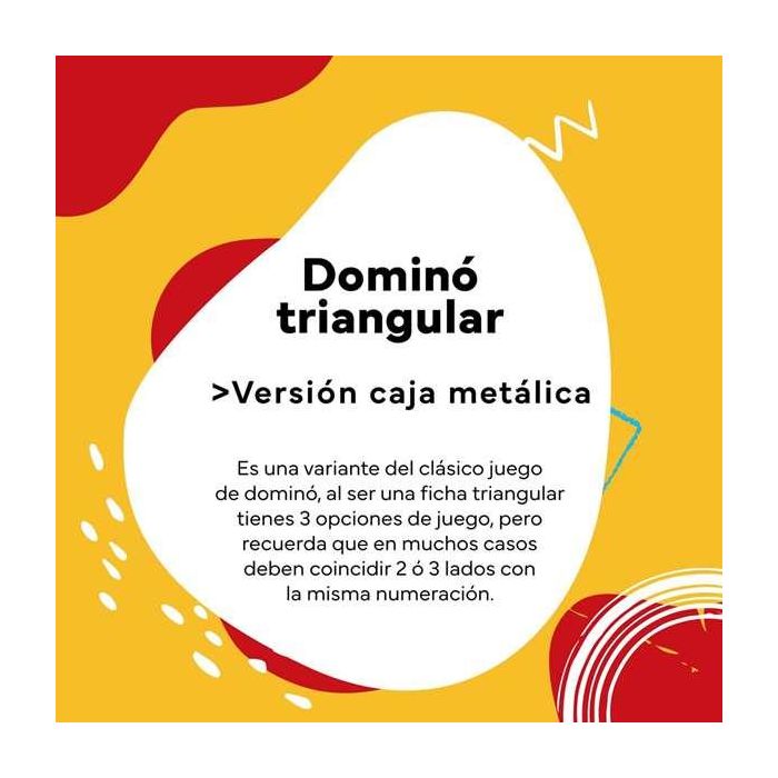 Cayro Juego Domino Triangular en Caja de Metal 27x27x5,7 cm Plástico 7