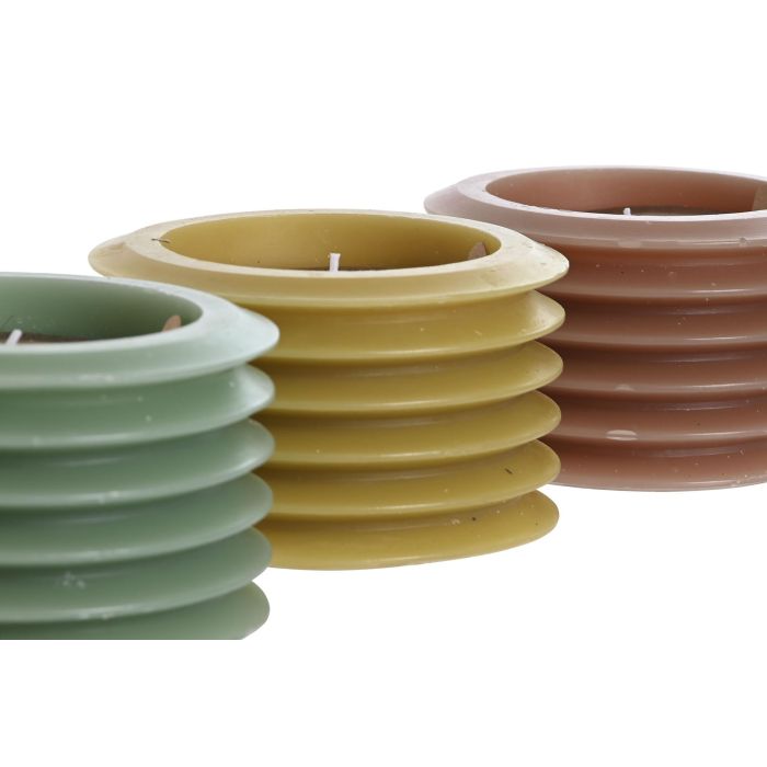 DKD Home Decor Vela Urban, Cera, 40h, Colores Surtidos (Marrón, Verde, Mostaza) (6 Unidades), 13x8x13 cm 1