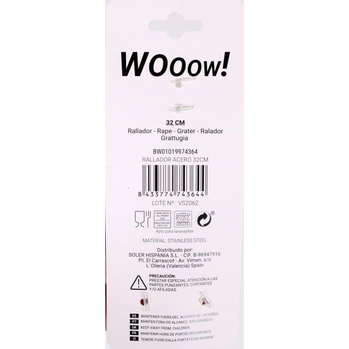 Rallador de acero Wooow 32 cm (36 Unidades) 3 Rallador de acero Wooow 32 cm (36 Unidades) 3