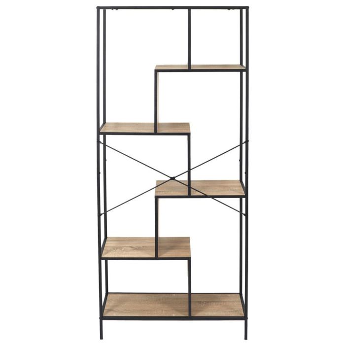 Home Deco Factory Estantería Edison 80x30x180 cm, estructura hierro y madera, negro 4 Home Deco Factory Estantería Edison 80x30x180 cm, estructura hierro y madera, negro 4