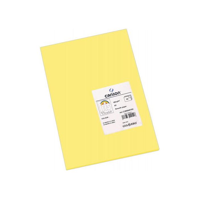 Guarro Cartulina A3 Amarillo Limón 185 gr Paquete 50 Hojas Certificado FSC Dibujo y Manualidades