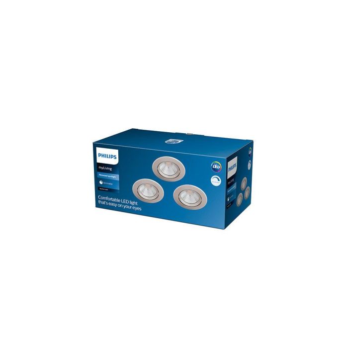 Pack 3 Downlight LED Philips "Sparkle" Circular 5,5W 350Lm Niquelado 2700K [PH-929002374322 1 Pack 3 Downlight LED Philips "Sparkle" Circular 5,5W 350Lm Niquelado 2700K [PH-929002374322 1