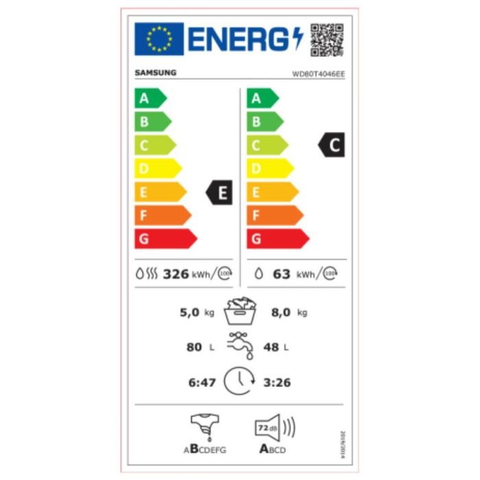 Lavadora - Secadora Samsung WD80T4046EE 8kg / 5kg Blanco 1400 rpm 1 Lavadora - Secadora Samsung WD80T4046EE 8kg / 5kg Blanco 1400 rpm 1
