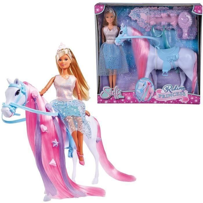 Simba - Steffi Love Princesa y Caballo - Muñeca Modelo 29cm - Vestido + Tiara - Accesorios de Peluquería incluidos 2