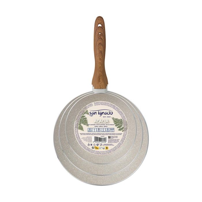 San Ignacio Set de 3 Sartenes de Aluminio Prensado Antiadherente sin PFOA, Ø16/20/24 cm, para Inducción, Gas, Eléctrico, Vitrocerámica y Halógeno 0 San Ignacio Set de 3 Sartenes de Aluminio Prensado Antiadherente sin PFOA, Ø16/20/24 cm, para Inducción, Gas, Eléctrico, Vitrocerámica y Halógeno 0