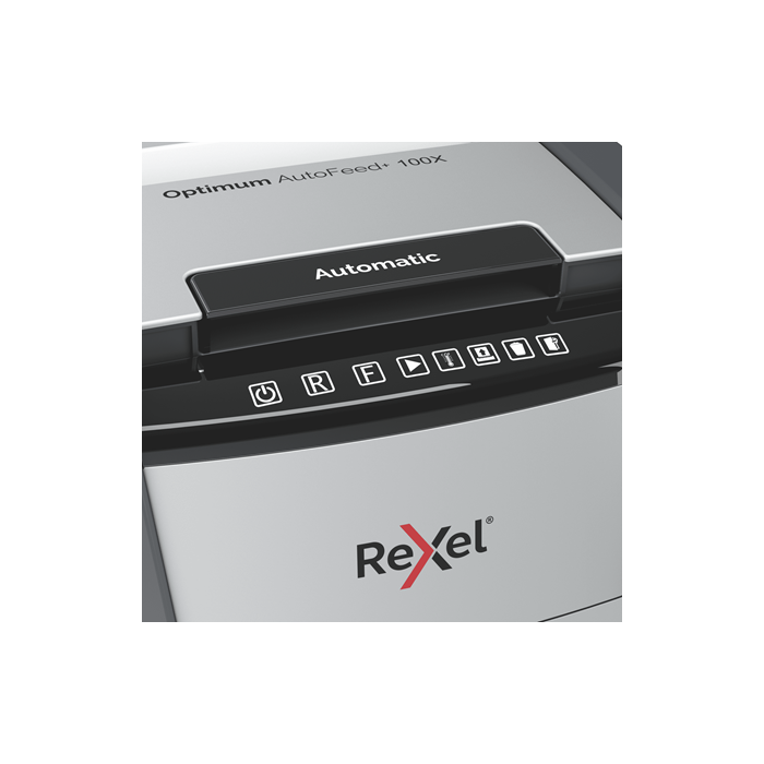 Rexel 2020100X Optimum AutoFeed+ 100X triturador de papel Corte cruzado 55 dB 34 L 100 hojas Negro, Gris 4