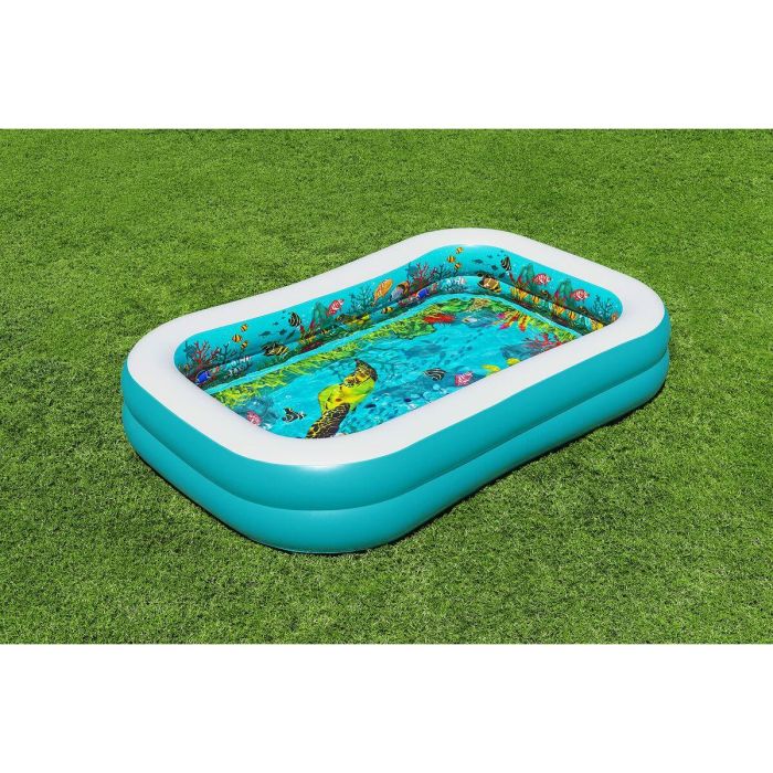 Bestway Piscina Hinchable 2 Camaras Fondo 3D Marino con Accesorios 262x175x51 cm +3 Años Jardin 54177 1