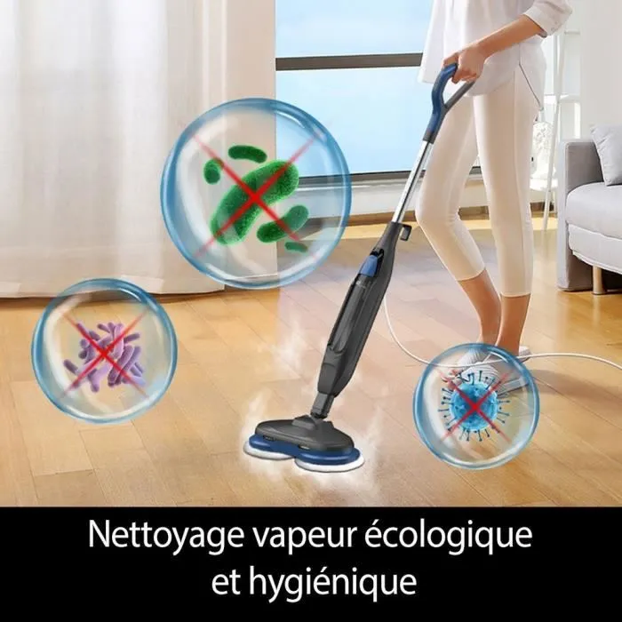 Eziclean EZI3760372559175 Fregona Limpiadora a Vapor Steam Wave 360, 1200W, 24g/min, 450ml, Negro/Azul 4