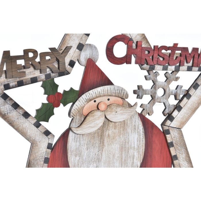 DKD Home Decor Decoración Colgante Navidad Tradicional de Madera Natural y Rojo, 0.8x32x34 cm, 12 Unidades Surtidas 1