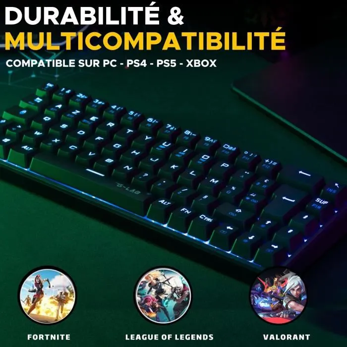 The G-Lab Teclado para juegos KEYZ TITAN triple modo Mecánico interruptor rojo Inalámbrico RGB