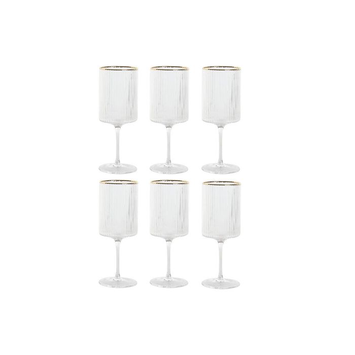Copa Basicos DKD Home Decor Transparente Dorado 7 x 12 x 7 cm Set de 6 Copa Basicos DKD Home Decor Transparente Dorado 7 x 12 x 7 cm Set de 6