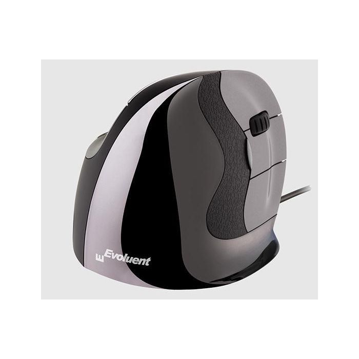 Evoluent VMDS Ratón Vertical Ergonómico para Diestros con 6 Botones y Cable USB Tipo A Negro Plata 2