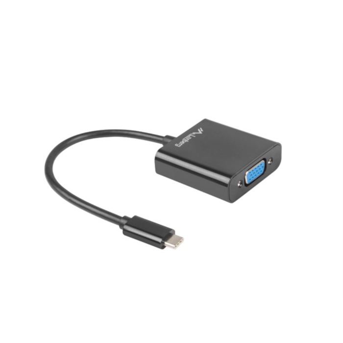 Lanberg Adaptador USB 3.1 Tipo C a VGA Macho Hembra RTL2169 Negro Resolución 1920x1200 15cm
