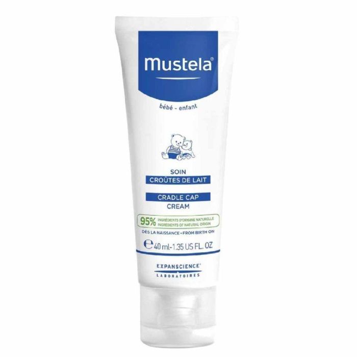 Mustela Crema Cuidado Costra Láctea para Bebé Recién Nacido y Todo Tipo de Pieles, Elimina y Previene, Hidratante, 84% Natural, 40 ml