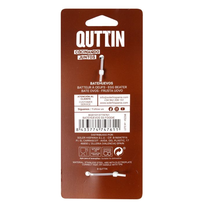 Batehuevos Foodie Quttin - Batidor de huevos de acero inoxidable (18 Unidades) 6 Batehuevos Foodie Quttin - Batidor de huevos de acero inoxidable (18 Unidades) 6