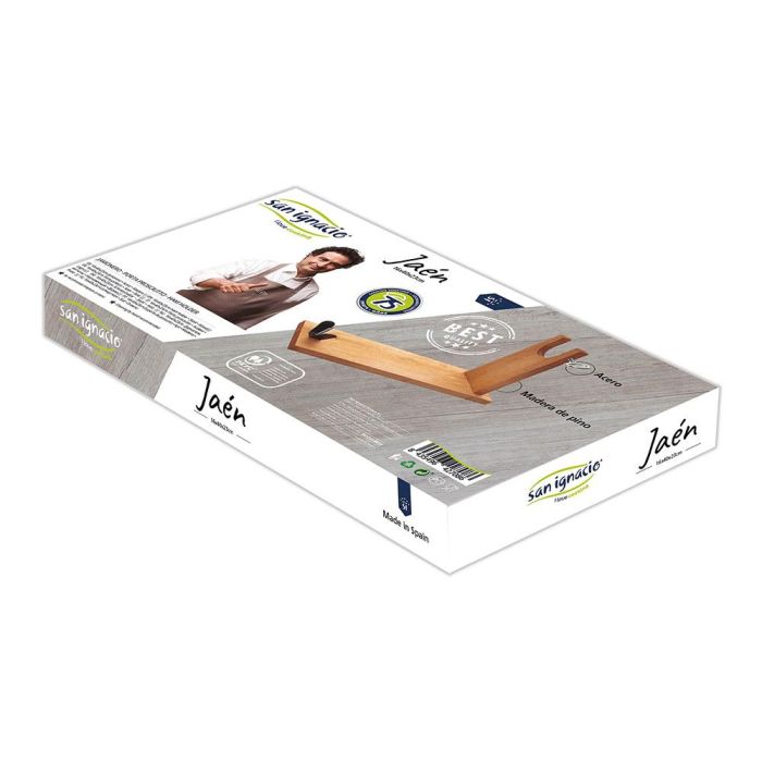 San Ignacio Jamonero Modelo Jaén - Acero y Madera de Pino, 23x40x16cm 4