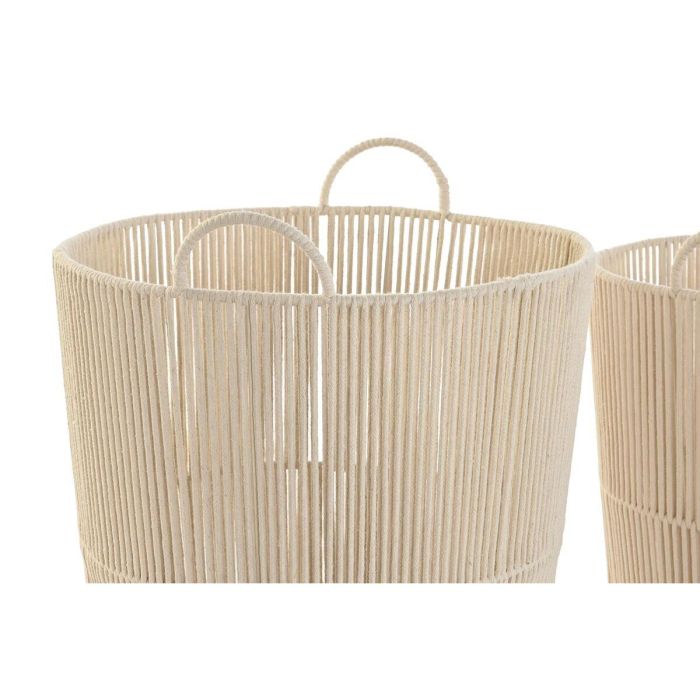 Cesta Basicos DKD Home Decor Beige 42 x 51 x 42 cm Set de 3 3