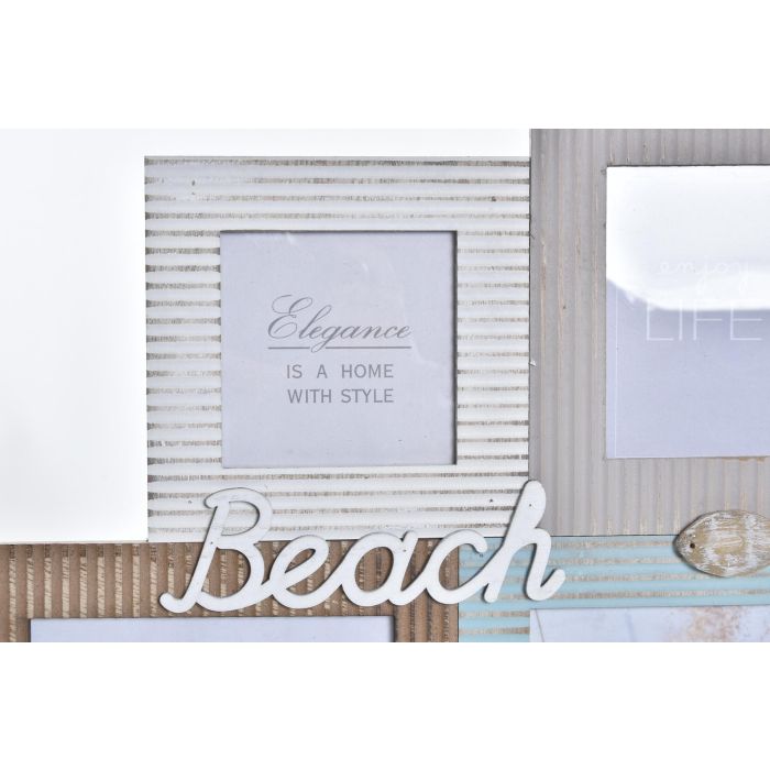 DKD Home Decor Marco Multifoto Atlantico Colección O Grove Estilo Beach de Madera y Cristal Marrón Turquesa 40.5x51x2 cm 1