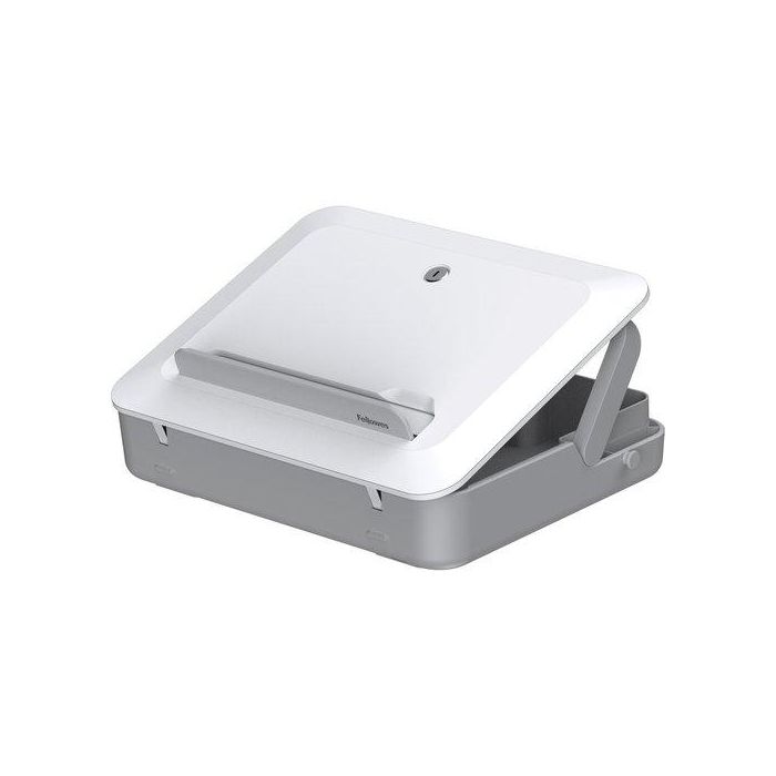 Fellowes Breyta 100016565 Maletín Elevador 2 en 1 para Portátiles hasta 14", Ergonómico con 5 Alturas Ajustables, Reciclable - Blanco