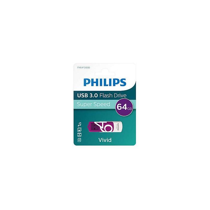 Philips Memoria USB 3.0 64GB Vivid Edition Magic Purple FM64FD00B Giratoria 1