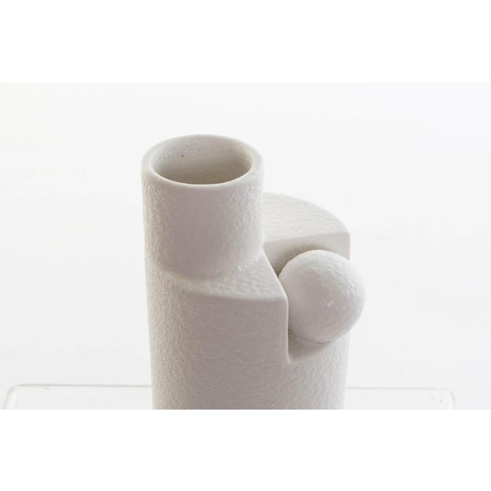 DKD Home Decor Jarrón de Cerámica Estilo Scandi Nórdico Blanco, Medidas: 8 cm Largo, 9.5 cm Ancho, 20 cm Alto, Pack de 2 Unidades 1